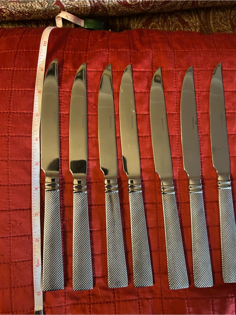 Bowring 8 Stainless Steel Dinner Knife Set with Textured Handles - Silver